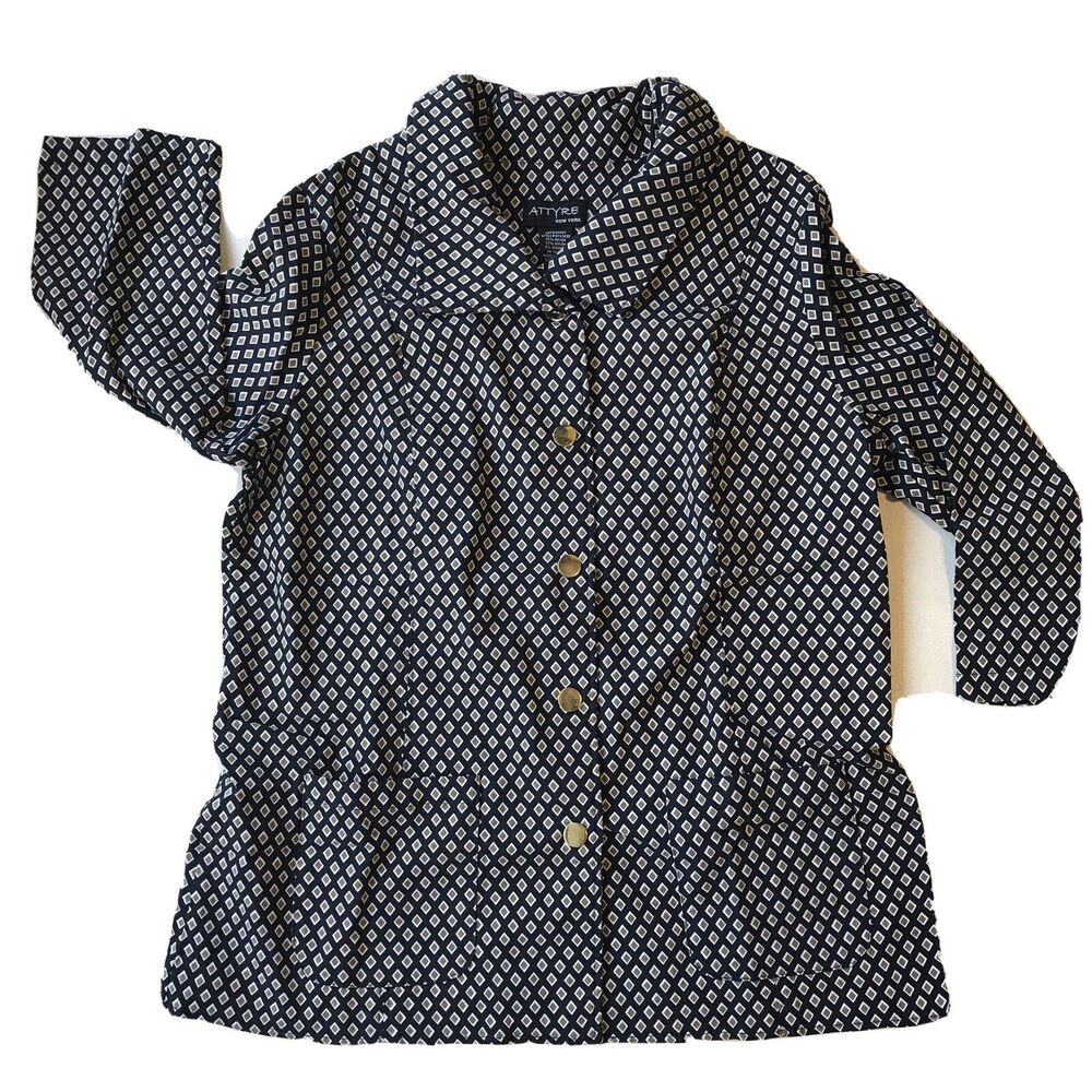 attyre Womens Blouse Top Medium Multicolor blue geometric print blue new york M